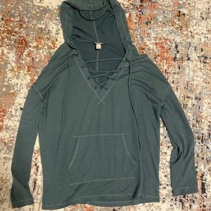 olive green pullover with hood